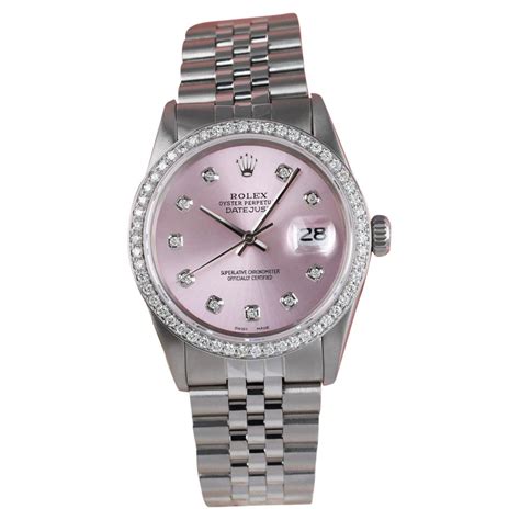 rolex pink face diamond bezel